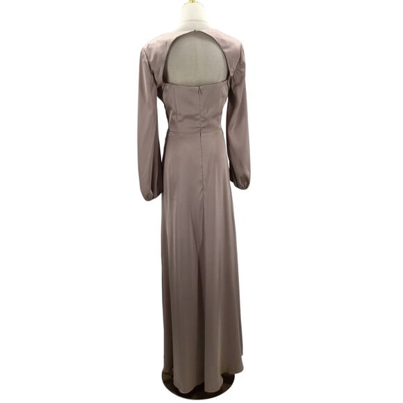 AW BRIDAL 10 L taupe Sahib satin wedding bridesmaid party maxi dress NEW B55 - Picture 4 of 10